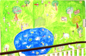児童館の子供たちが描いた『みんなの北見』